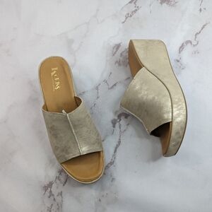 Kork Ease Wedges Metallic Size 11 Greer Leather Platform Gold Slip On Shoe EU 43